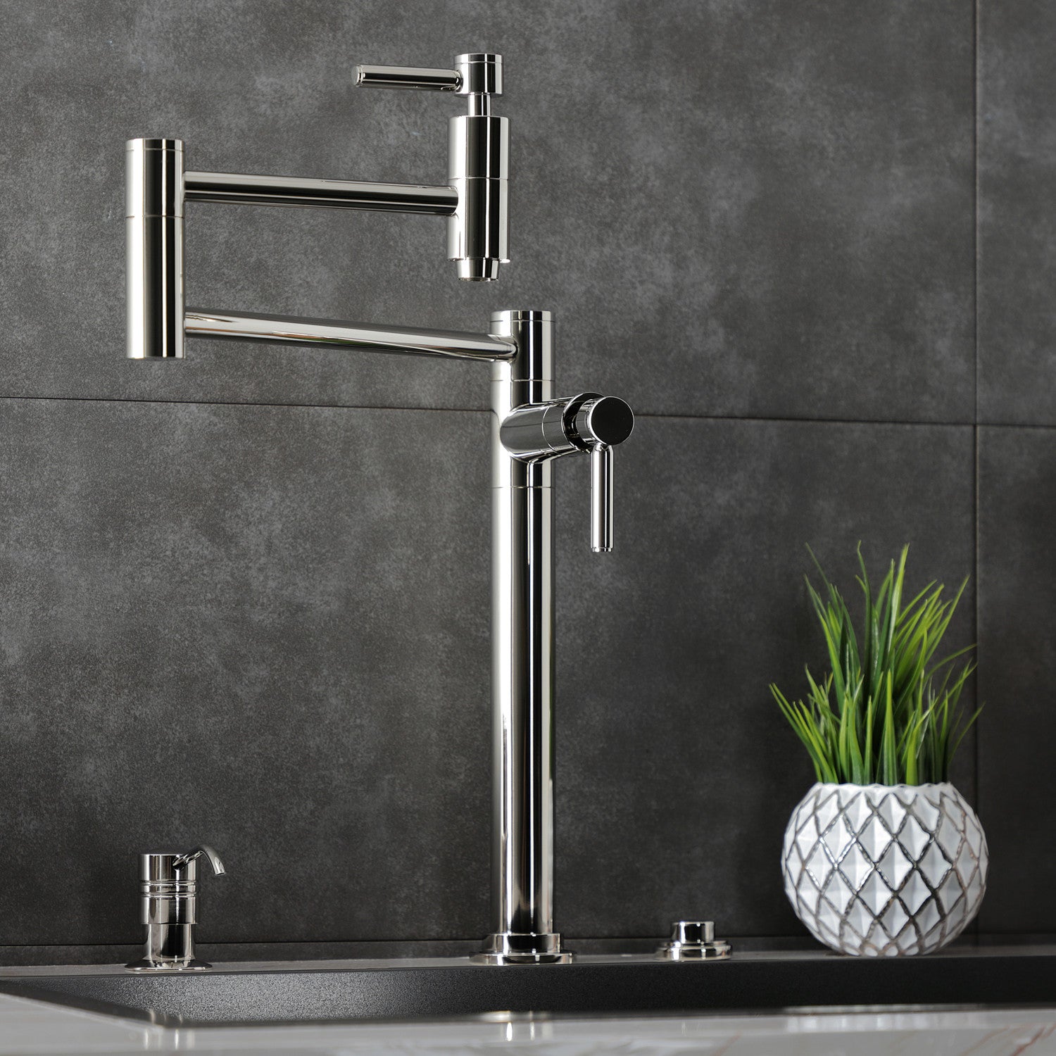 Kingston Sona KS8706DL - Concord Two-Handle 1-Hole Deck Mount Pot Filler Faucet, Polished Nickel — thumbnail 3